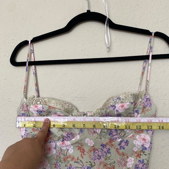 HOUSE OF CB 'Charlotte' Peony Print Midi Sundress green NWOT size XS - Picture 14 of 16